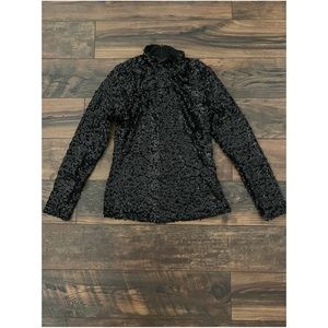 Black sequin mock neck long sleeve